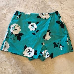 Floral teal skort